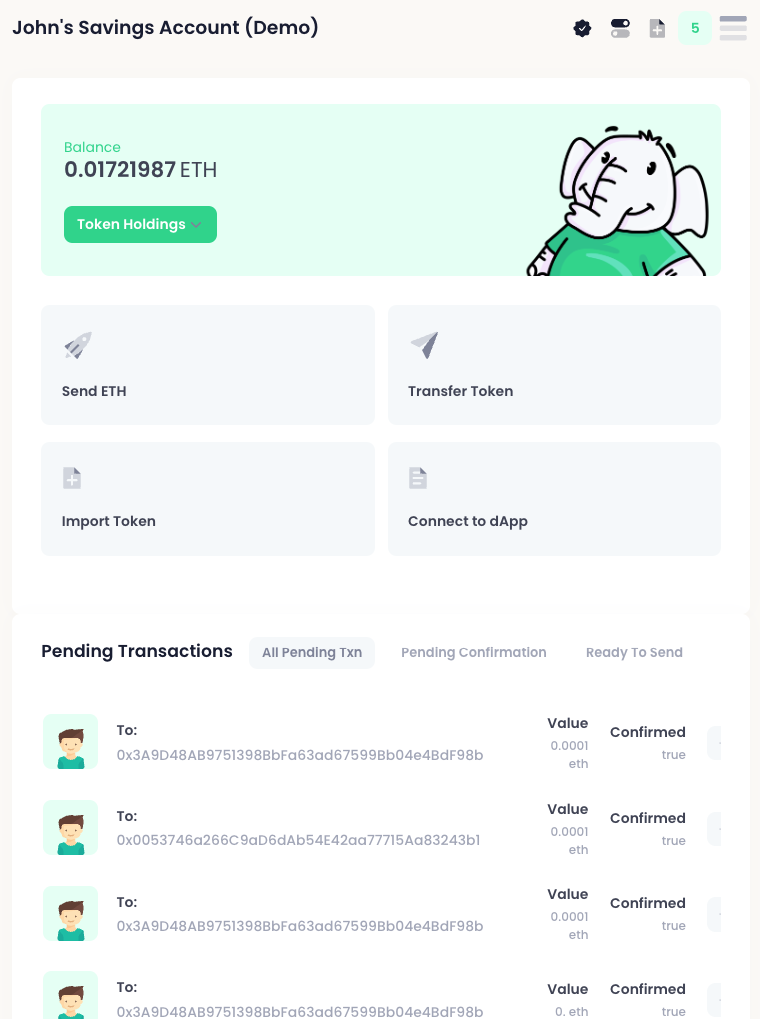 Ethnotary Wallet Interface